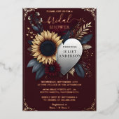 Krijg Maroon Traditional Herfst Bourgondië Vrijgez Folie Uitnodiging (Voorkant)