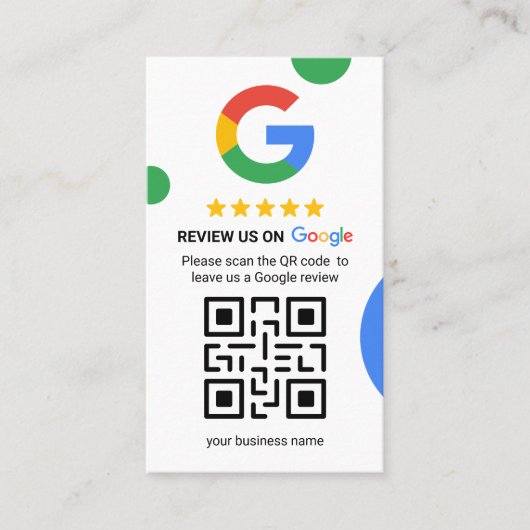 Krijg meer Google Reviewen - QR Code Visitekaartje (Voorkant)