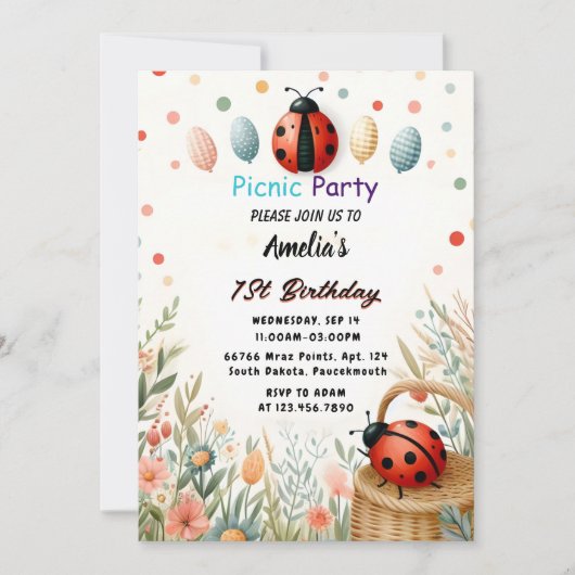 Krijg Meisjes Liefde Bug Picknick Polka Dot 1e Ver Kaart (Voorkant)