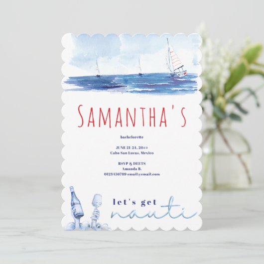 Krijg Nauti Bachelorette Weekend Nautisch Bootfees Kaart (Staand voorkant)