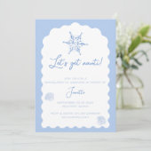 Krijg Nauti Blue Nautical Bachelorette Weekend Kaart (Staand voorkant)