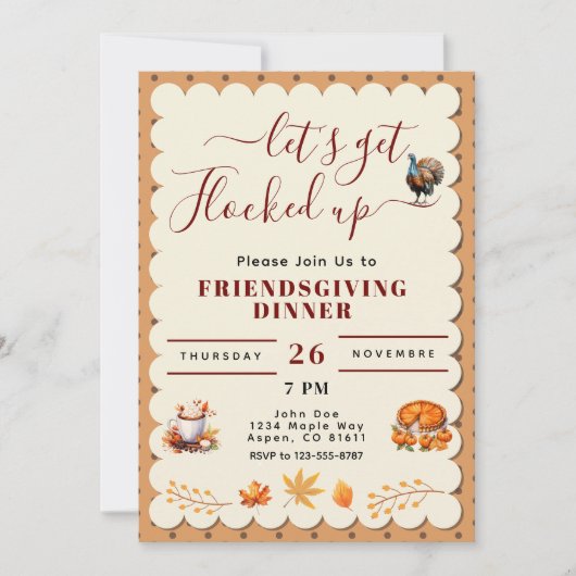 krijg opgesloten Friendsgiving Thanksgiving Diner Kaart (Voorkant)