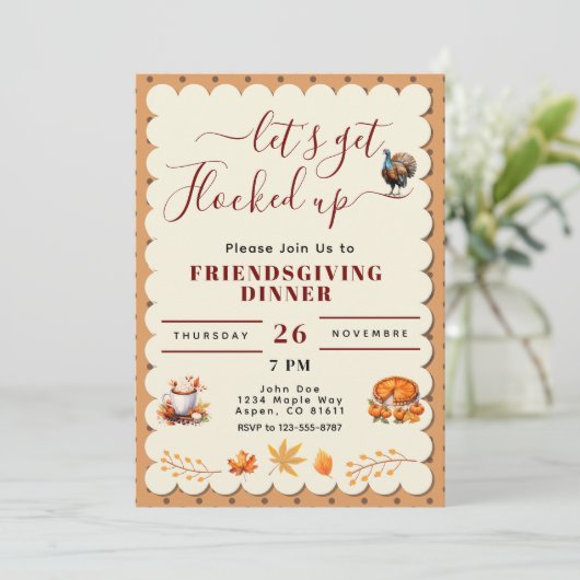 krijg opgesloten Friendsgiving Thanksgiving Diner Kaart (Staand voorkant)