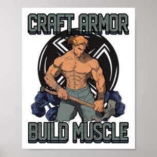 Krijg Pantser Bouw Spier Cosplay Gym Quote 1 Poster