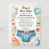 Krijg Post Dad Roze Blauw Luier en Veeg Baby showe Kaart (Voorkant)