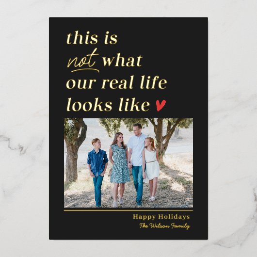 Krijg Real Folie Vakantie Foto Kaart Kerstkaart (Voorkant)