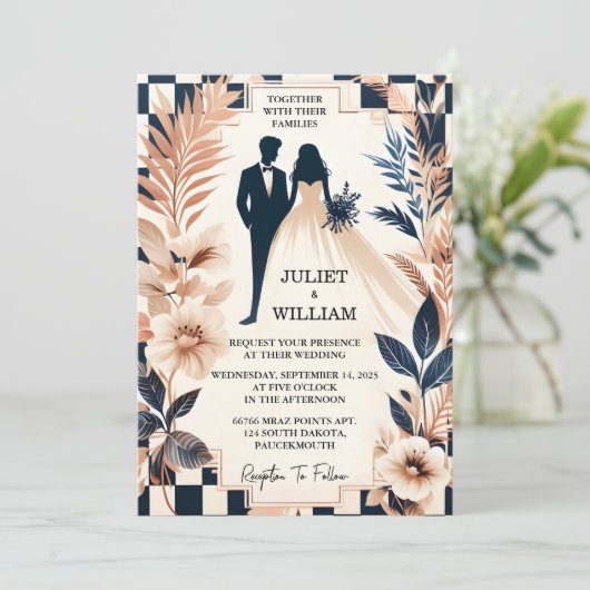 Krijg Retro Boho Studio Creatief Geïllustreerd Bru Kaart (Staand voorkant)