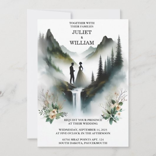 Krijg River Rain Cloud Natuur Smoky Mountain Weddi Kaart (Voorkant)