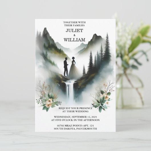 Krijg River Rain Cloud Natuur Smoky Mountain Weddi Kaart (Staand voorkant)