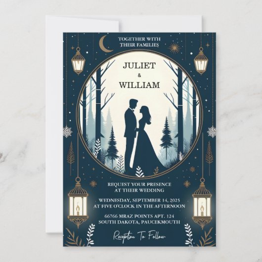 Krijg Rustieke Bos Sterren Sneeuw Heldere Winter B Kaart (Voorkant)