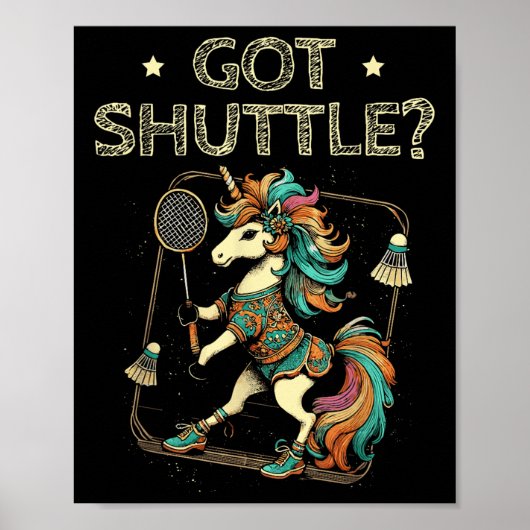 Krijg Shuttle Badminton Player Shuttle Racket Poster (Voorkant)