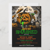Krijg Smashed Pumpkin Halloween Cocktail Party Kaart (Voorkant)