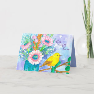 Krijg snel een geel vogelboeket kaart