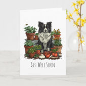 Krijg snel goed Border Collie Tuinieren Kaart (Gele Bloem)