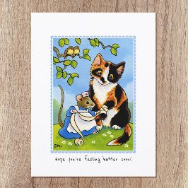 Krijg snel goed Cat Mouse Custom Briefkaart