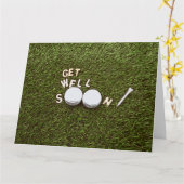 Krijg snel goed naar golfer met golfbal en t-shirt kaart (Gele Bloem)