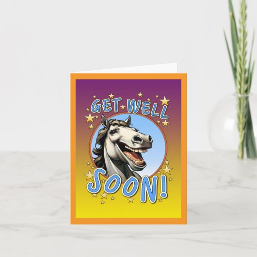 Krijg snel goed paard bedankkaart (Voorkant)