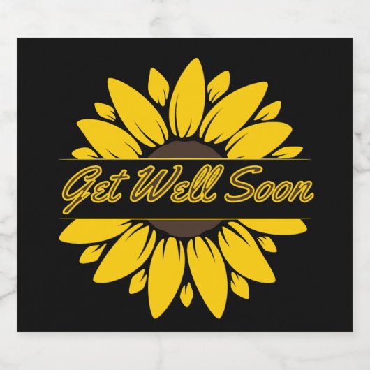 Krijg snel goed Zonnebloem mousserende wijn label Sparkling Wijnetiket (Enkel label)