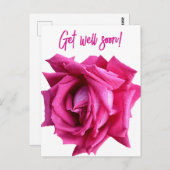 Krijg snel  hot pink roos modern floral briefkaart (Voorkant / Achterkant)