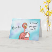 Krijg snel letsel roze flamingo Kaart (Gele Bloem)