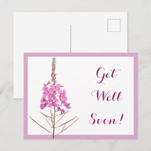 Krijg snel  roze bloemen mooie bloemen briefkaart (Voorkant / Achterkant)