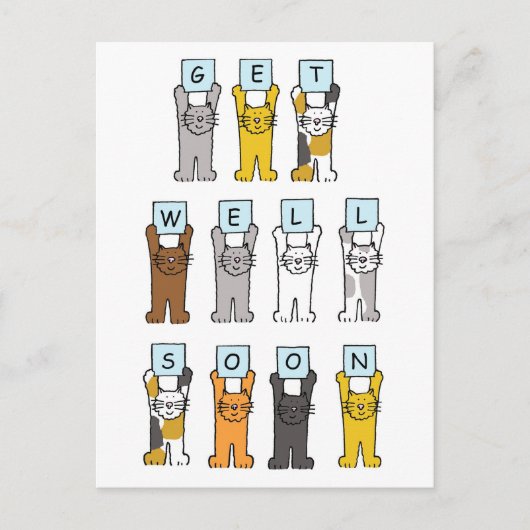 Krijg snel Schattigee Cartoon Katten Briefkaart (Voorkant)