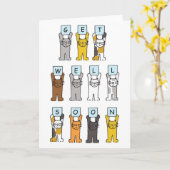 Krijg snel Schattigee Cartoon Katten Kaart (Gele Bloem)