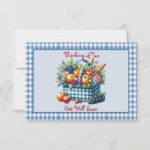 Krijg snel succes Fruit Basket Blue Gingham Notitiekaartje (Voorkant)
