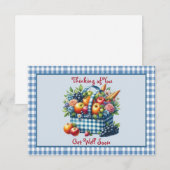 Krijg snel succes Fruit Basket Blue Gingham Notitiekaartje (Voorkant / Achterkant)