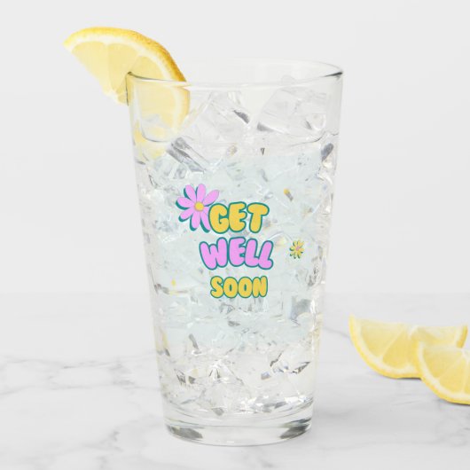 Krijg snel vet tekst met bloemen op blauw glas (Voorkant ijs)