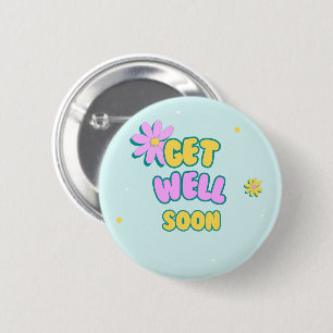 Krijg snel vet tekst met bloemen op blauw ronde button 5,7 cm
