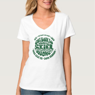Krijg terug T-shirt Groen op Wit V-hals Dames