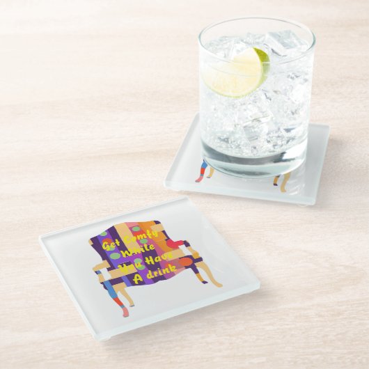 KRIJG TERWIJL JE EEN DRINK HEBT GLAZEN ONDERZETTER (Schuin)