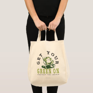 Krijg uw groene op leuke kikker eco-vriendelijke w tote bag
