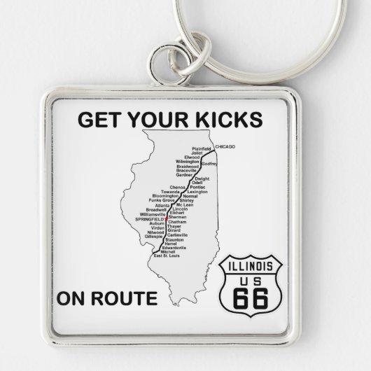 Krijg uw kaarten op Illinois Route 66 Sleutelhanger (Voorkant)