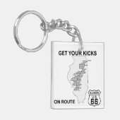 Krijg uw kicks op Illinois Route 66 Sleutelhanger (Voorkant Links)