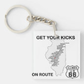 Krijg uw kicks op Illinois Route 66 Sleutelhanger (Voorkant)