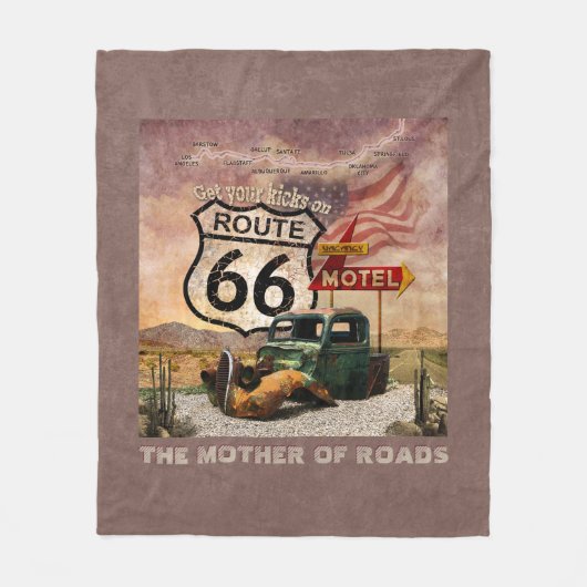 Krijg uw Kicks op Route 66 Fleece Deken (Voorkant)