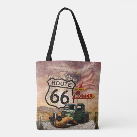 Krijg uw Kicks op Route 66 Tote Bag (Achterkant)