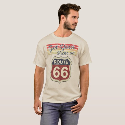 Krijg Uw Kicks - Route 66 -  Verstoorde T-S T-shirt (Voorkant volledig)
