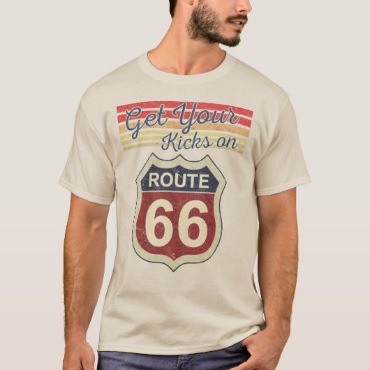 Krijg Uw Kicks - Route 66 - Verstoorde T-S T-shirt (Voorkant)