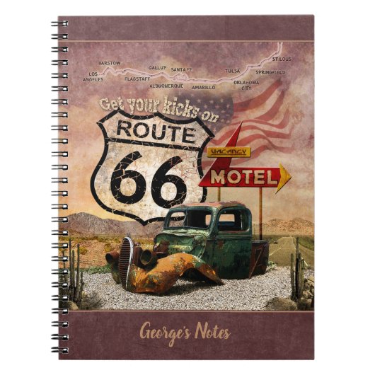 Krijg uw Kikken op Route 66 (klantgericht) Notitieboek (Voorkant)