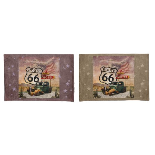 Krijg uw Kikken op Route 66 reversibel Kussensloop (Voorkant-Set)