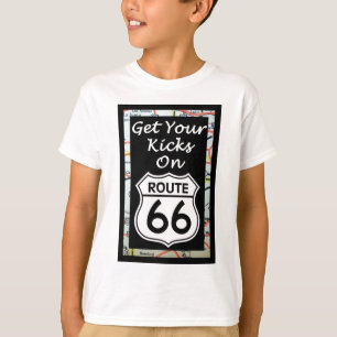 Krijg uw pictogrammen op route 66 met kaart t-shirt