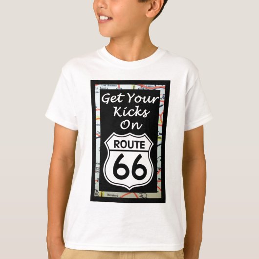 Krijg uw pictogrammen op route 66 met kaart t-shirt (Voorkant)