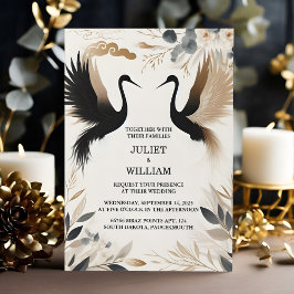 Krijg veer rustieke Aziatische Sky Cloud Crane bru Kaart