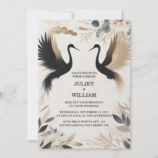 Krijg veer rustieke Aziatische Sky Cloud Crane bru Kaart (Voorkant)