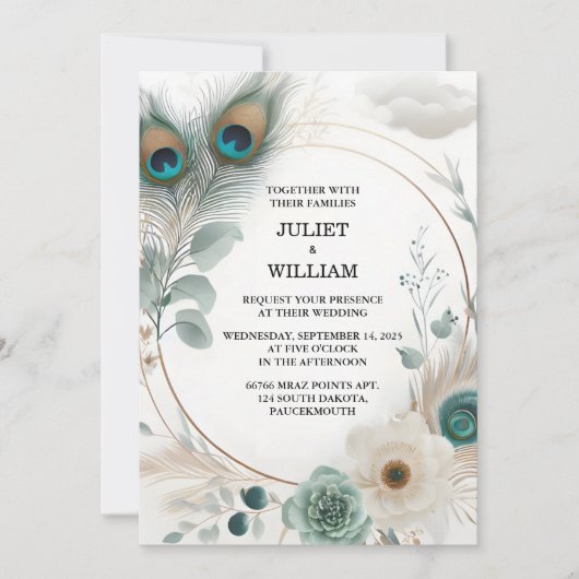 Krijg veer rustieke Aziatische Sky Cloud Peacock b Kaart (Voorkant)