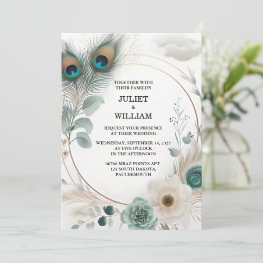 Krijg veer rustieke Aziatische Sky Cloud Peacock b Kaart (Staand voorkant)