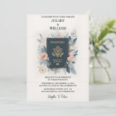 Krijg Vliegticket Paspoort Boarding Pass Bruiloft Kaart (Staand voorkant)